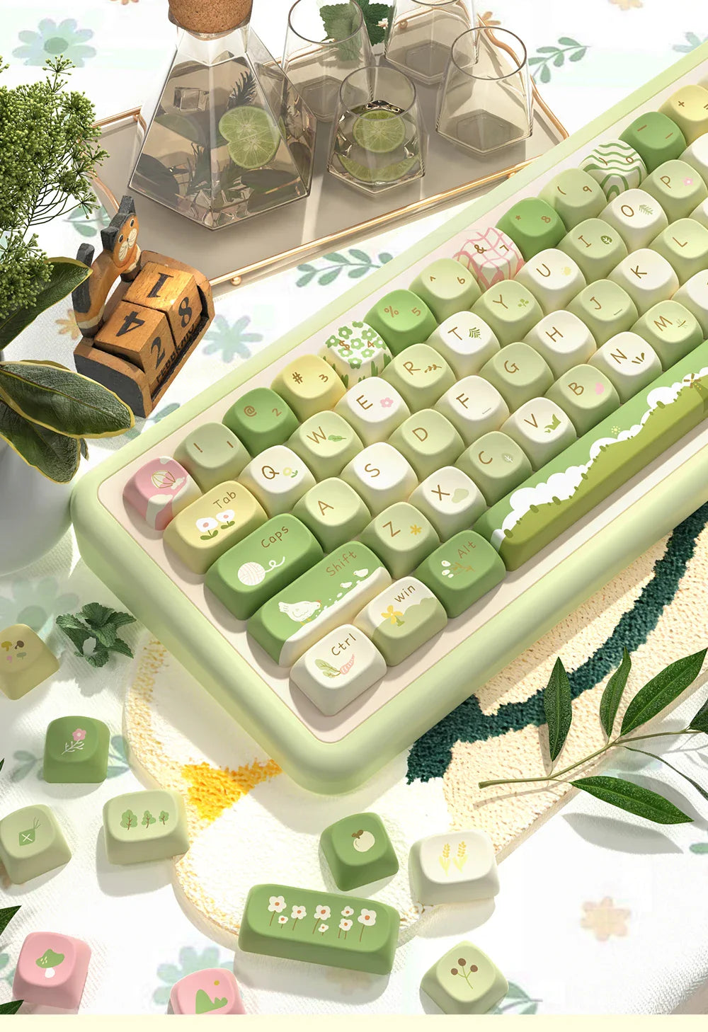 Jungle Theme Keycaps MCA Profile Personalized Cartoon Keycap For Mechanical Keyboard with 7U and ISO key cap