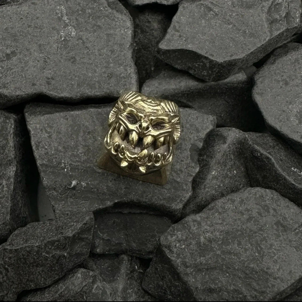 Black Myth: Wukong Keycaps Retro Skull Design Mechanical Keyboard Keycaps Customized Pure Copper Letter Card Slot Metal Keycaps