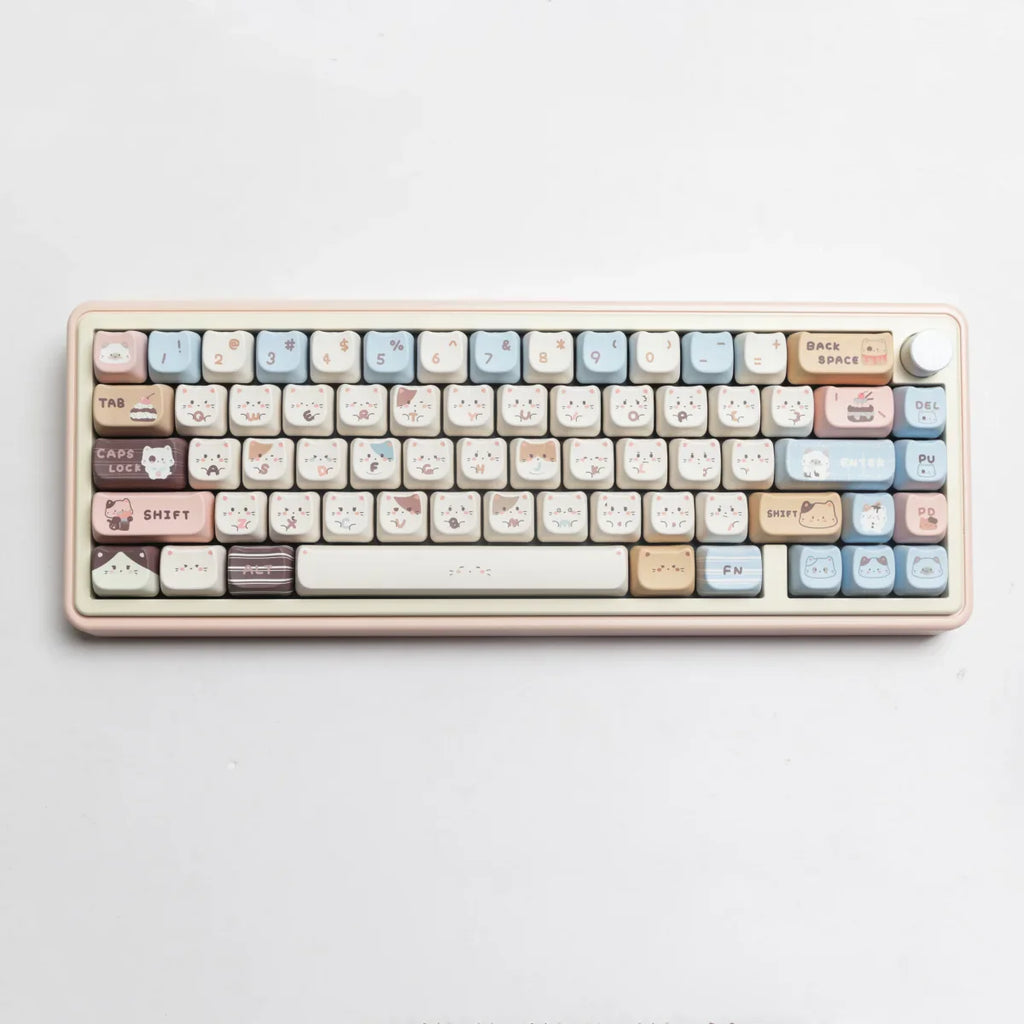 MAO Profile Sea Salt Cat PBT Dye Sub Keycaps Cute Cartoon Keycap For Mx Switch Mechanical Keyboard 6.25u 7u Space GMK67 Alice