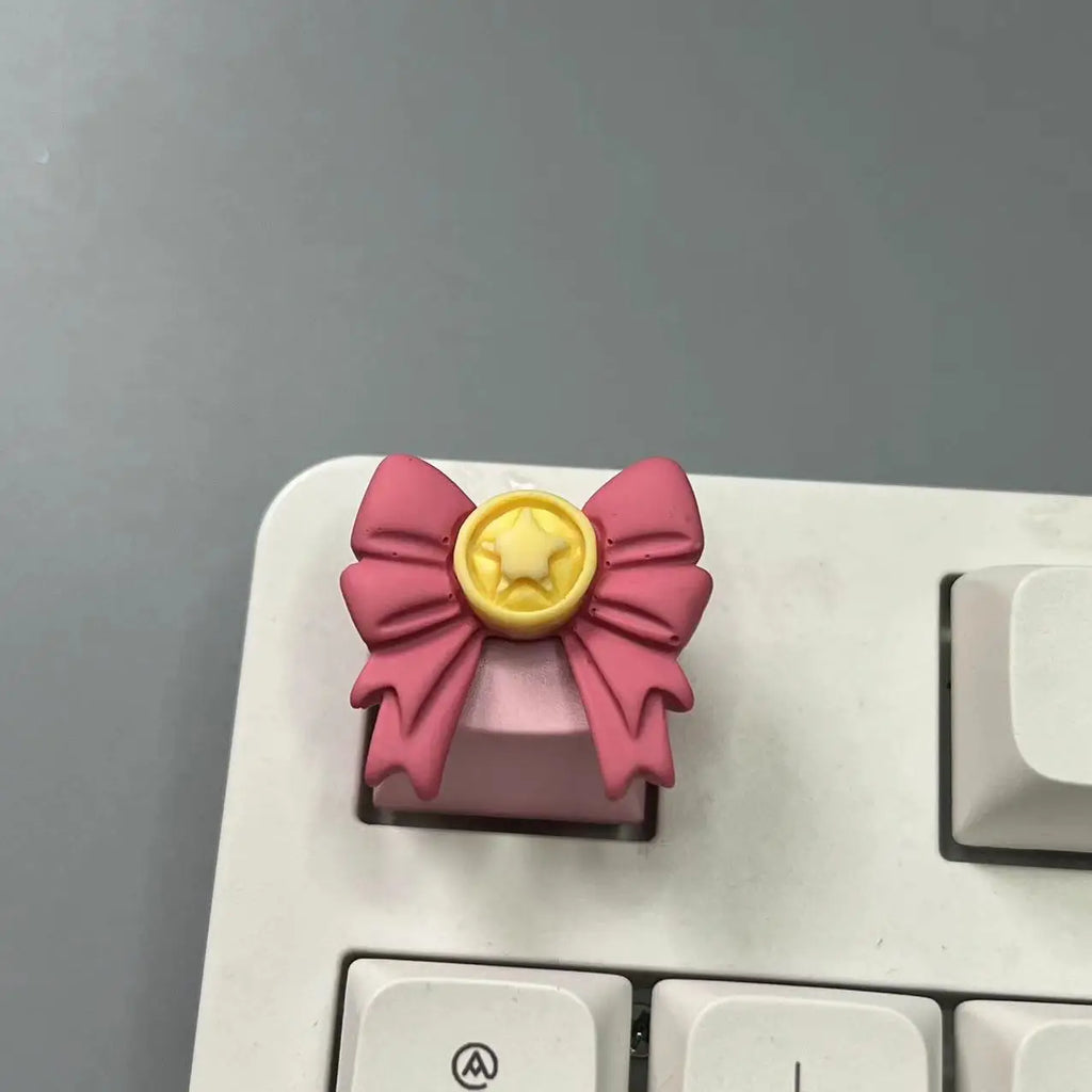 DIY Custom Bow Keycap with Transparent R4 Cross Axis Gaming Pink Mechanical Keyboard Keycaps Keyboard Decoration