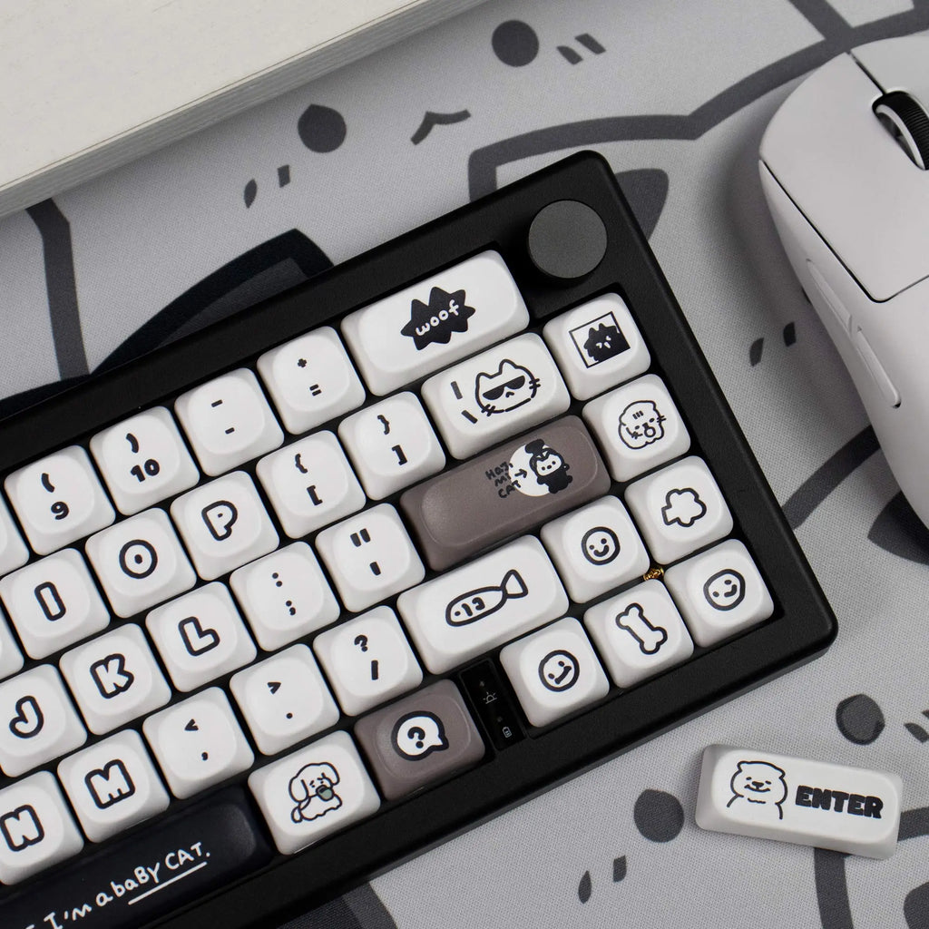 Cats and Puppies Keycaps MOA Profile Thermal Sublimation PBT Keycaps Personalized Cute Keycap For 64/104/108 Mechanical keyboard