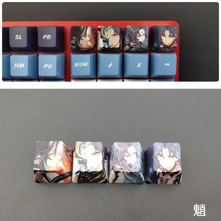 Cartoon Anime Genshin Impact Keycap zhongli Mechanical keyboard replacement key R4 PBT thermal sublimation Cherry OEM height