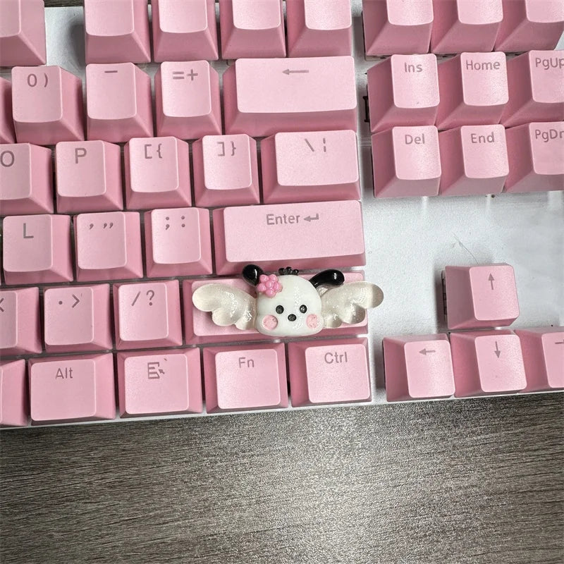 DIY Cute Cartoon Hello Kt Kuromi Keycap 6.25u Spacebar Gaming Mechanical Keyboard Cross Axis Pink White Keycap 2.75 Shift Keycap