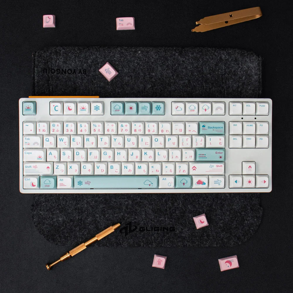 GMK 132 Keys Japanese PBT Keycap XDA Profile Cute Pink Keycaps for DIY Cherry Mechanical Keyboard Custom 61/84/64/68/98/108 Set