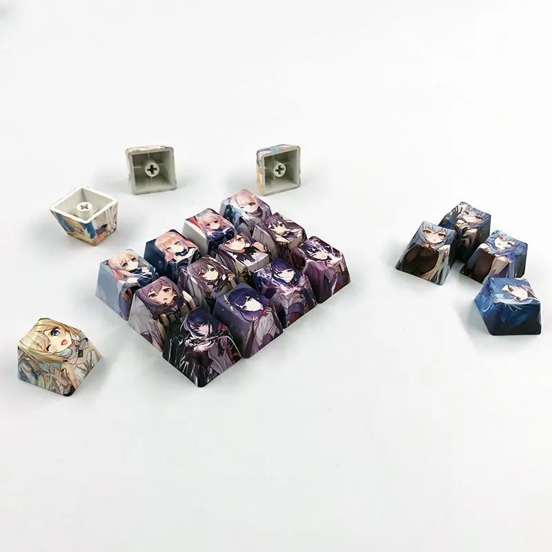 Cartoon Anime Genshin Impact Keycap zhongli Mechanical keyboard replacement key R4 PBT thermal sublimation Cherry OEM height