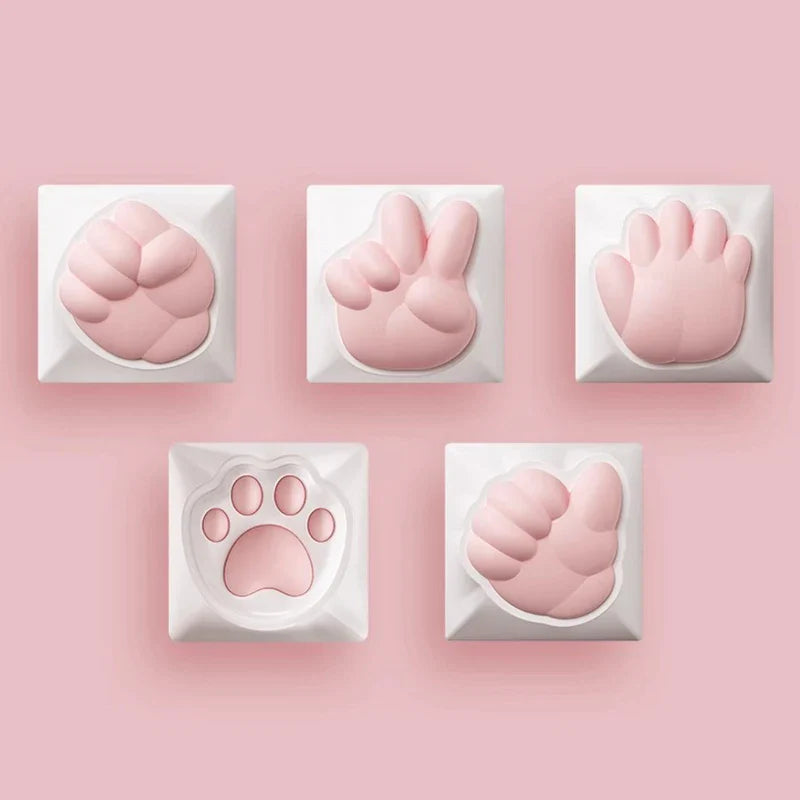 Kawaii Cute Soft Silicone Cat Paws Corgi Buttock OEM ABS Keycap For Mechanical Keyboard Cherry MX Switch