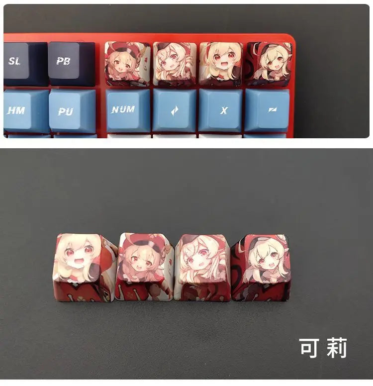 Cartoon Anime Genshin Impact Keycap zhongli Mechanical keyboard replacement key R4 PBT thermal sublimation Cherry OEM height