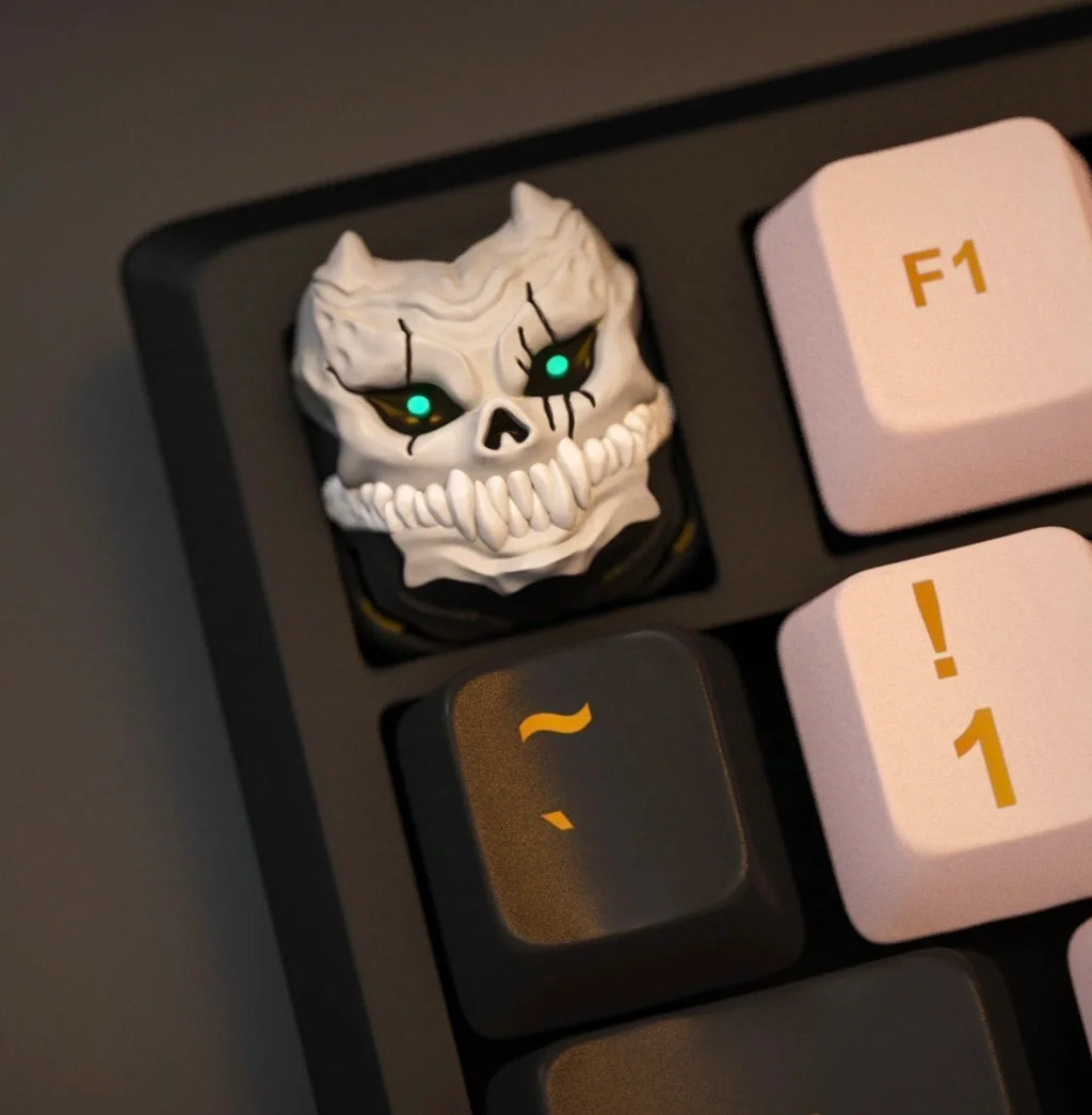 Monster Keycaps Custom White Cool Skull Cross Axis Mechanical Keyboard Keycaps Original Design 3D Resin Handmade Cartoon Keycaps