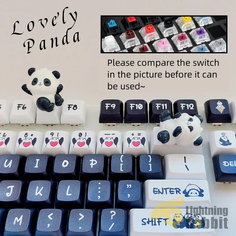 Cartoon anime panda keycaps cute gifts cherry shaft decoration PBT mechanical keyboard exclusive