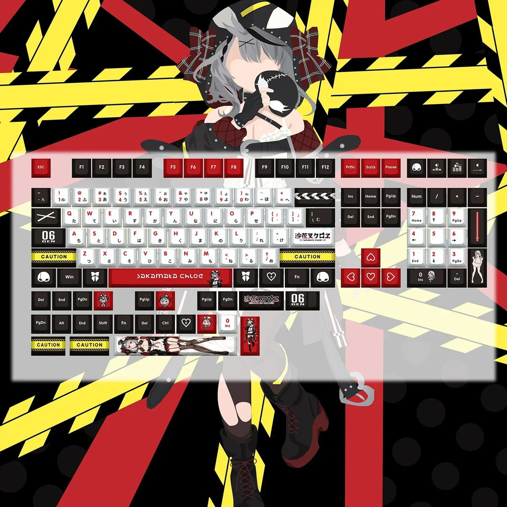 Hololive Vtuber Keycaps Tokoyami Towa Keycap PBT DYE Sublimation Cherry MX Cross Axis Switch Keycap for Mechanical Keyboard
