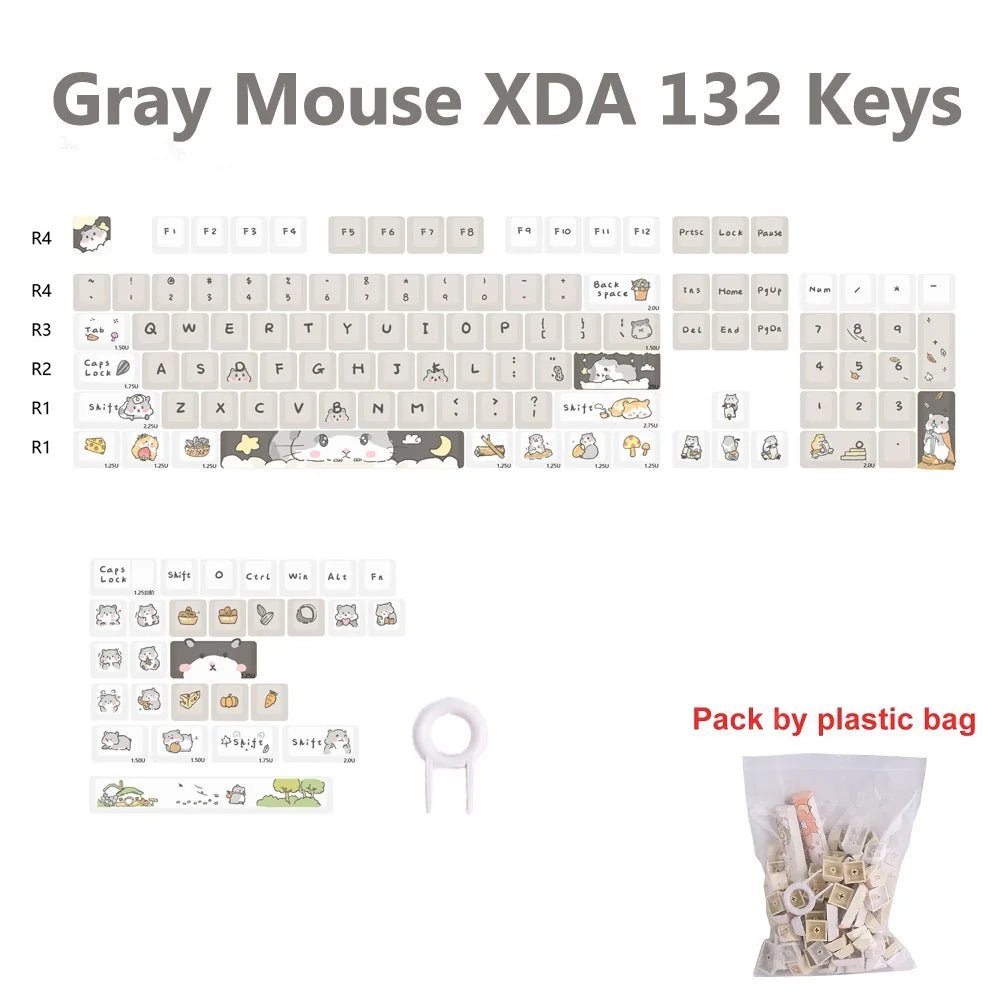 Orange squirrel Gray Rat Theme Keycap XDA Profile Key cap English Korean for 61/64/68/84/87/96/98/104 Mechanical Keyboard Keycap