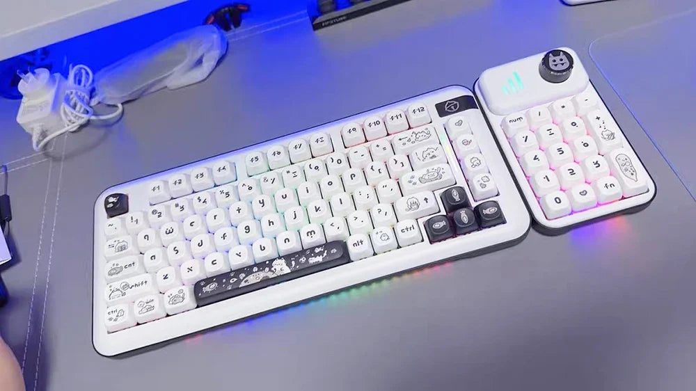 Naught Cat Black White Keycap 140 Keys MOA Profile PBT Keycaps Dye Sublimation for MX Switch Gaming Mechanical Keyboard Keycap