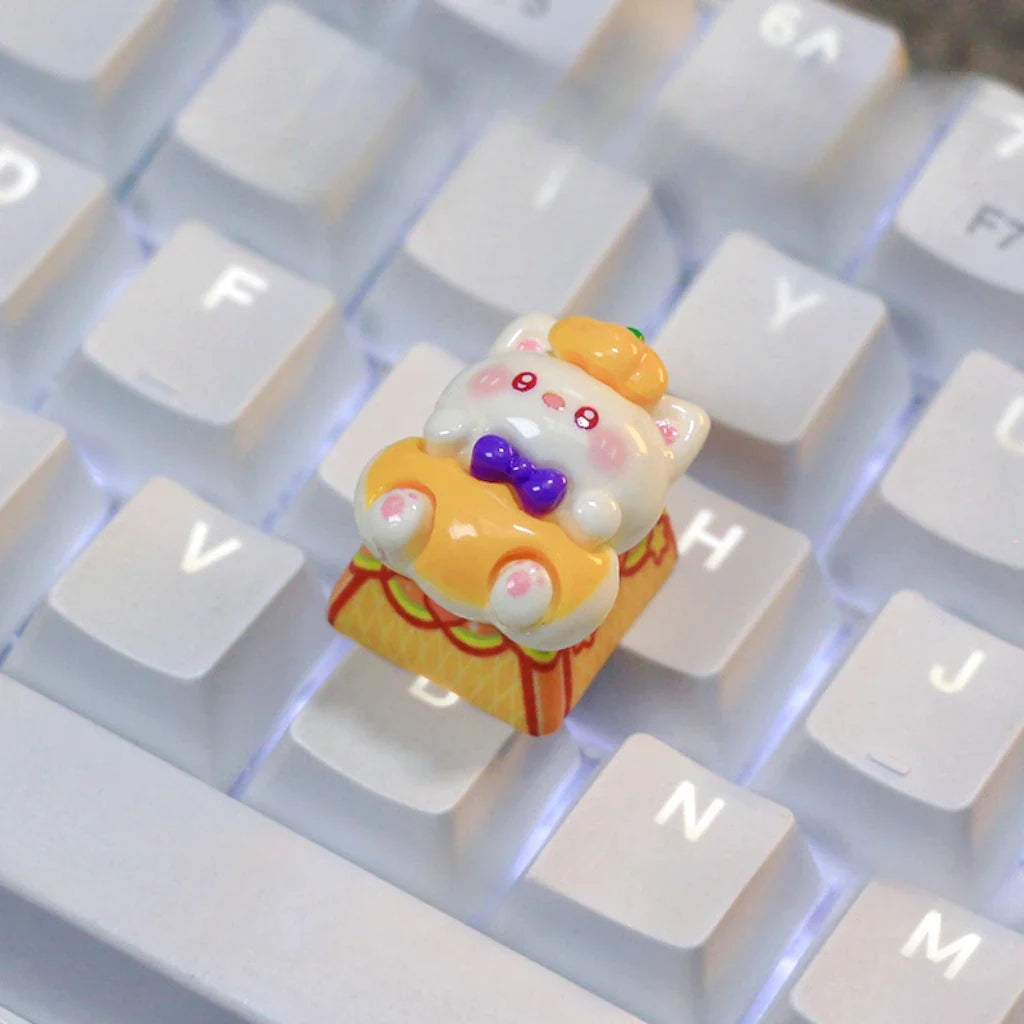 Halloween Personalized Keycaps Resin 3D Handmade Cat Pumpkin Keycap Kwaii Customized Mechanical Keyboard Christmas Decoration