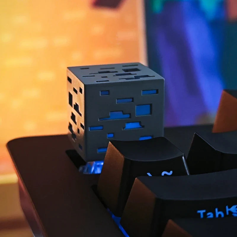Block World Translucent Ore Keycap Game 3D Resin MX Switch Hand Polished Coloring ESC Keycap for Mechanical Keyboard Accessories