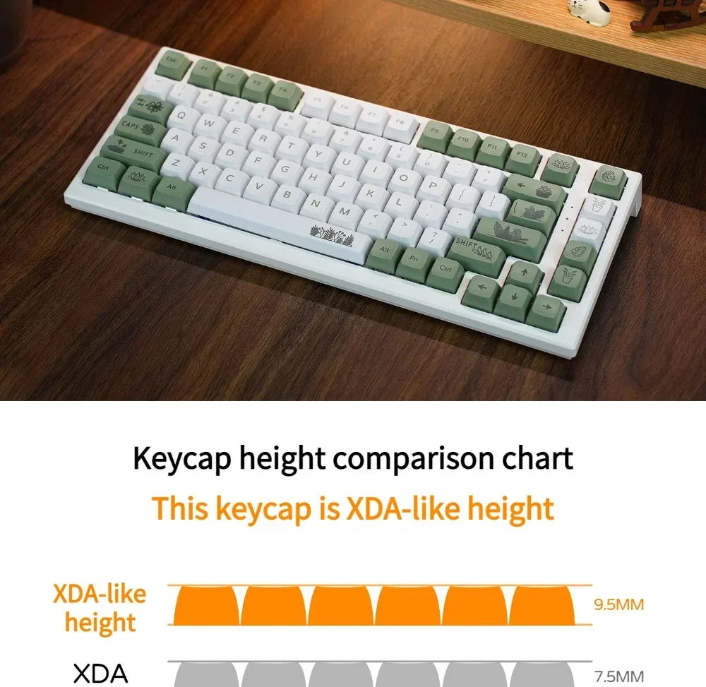 Forest Green Keycap XDA Profile PBT Sublimation 125keys Fresh Style White Green Mechanical Keyboard Keycaps