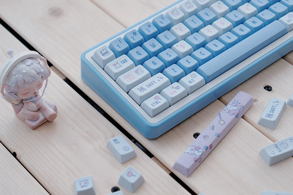 KPREPUBLIC Cute Bunny Keycap Dye Subbed Rabbit Keycap thick PBT MDA for Mechanical Keyboard 87 tkl 104 ansi xd64 bm60 BM87 BM65