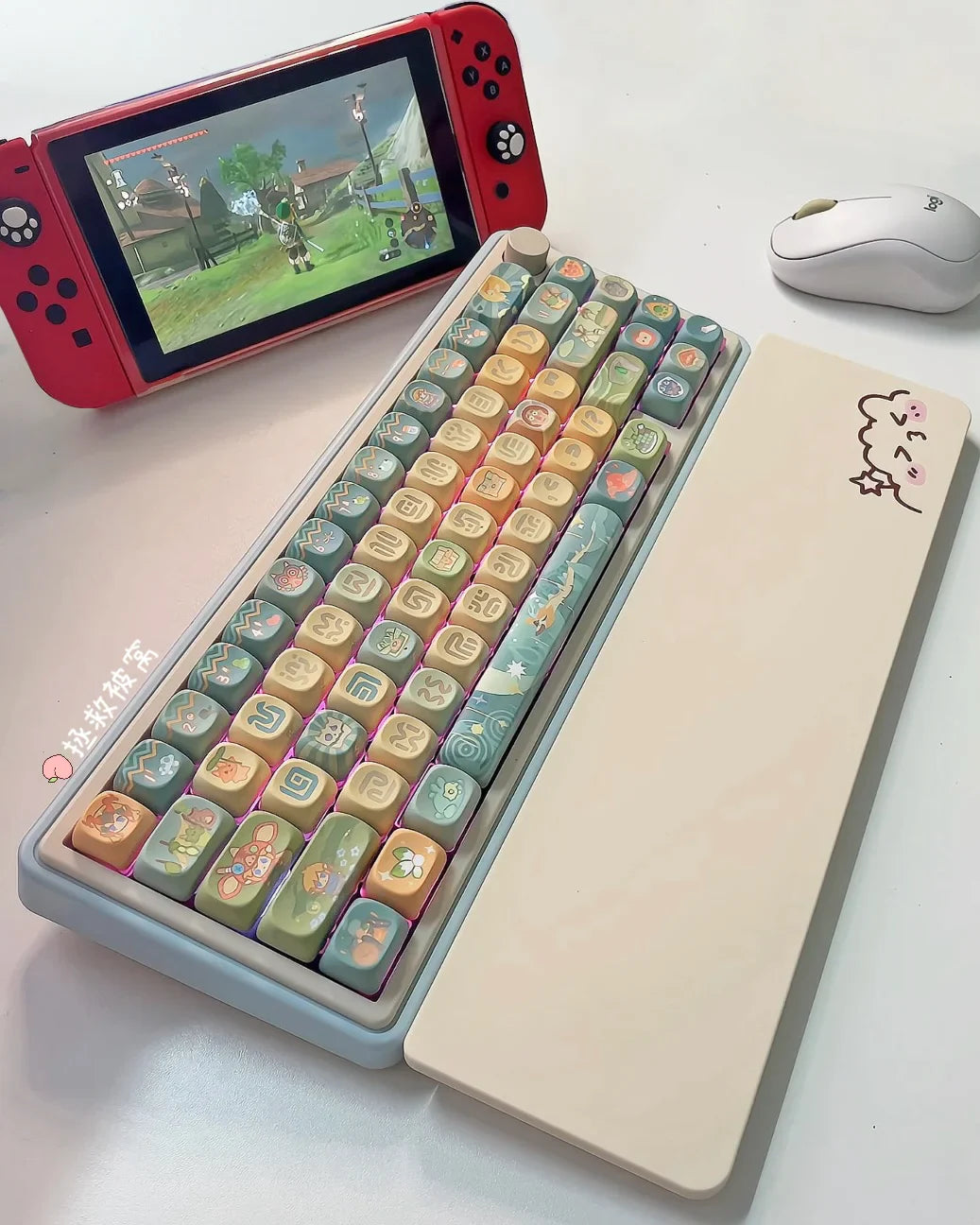 Dragon Tears Keycaps MOA/SOA Keycap Customized Cute Keycaps PBT Original Artist Green Keycap for Alice/ANSI Mechanical Keyboard