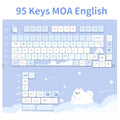 MOA Profile Keyboard Keycaps Custom PBT Cute Cartoon Purple Cat Keycap MX Switches 95 Keys/Set Blue Cute Key Cap for 64 61 87