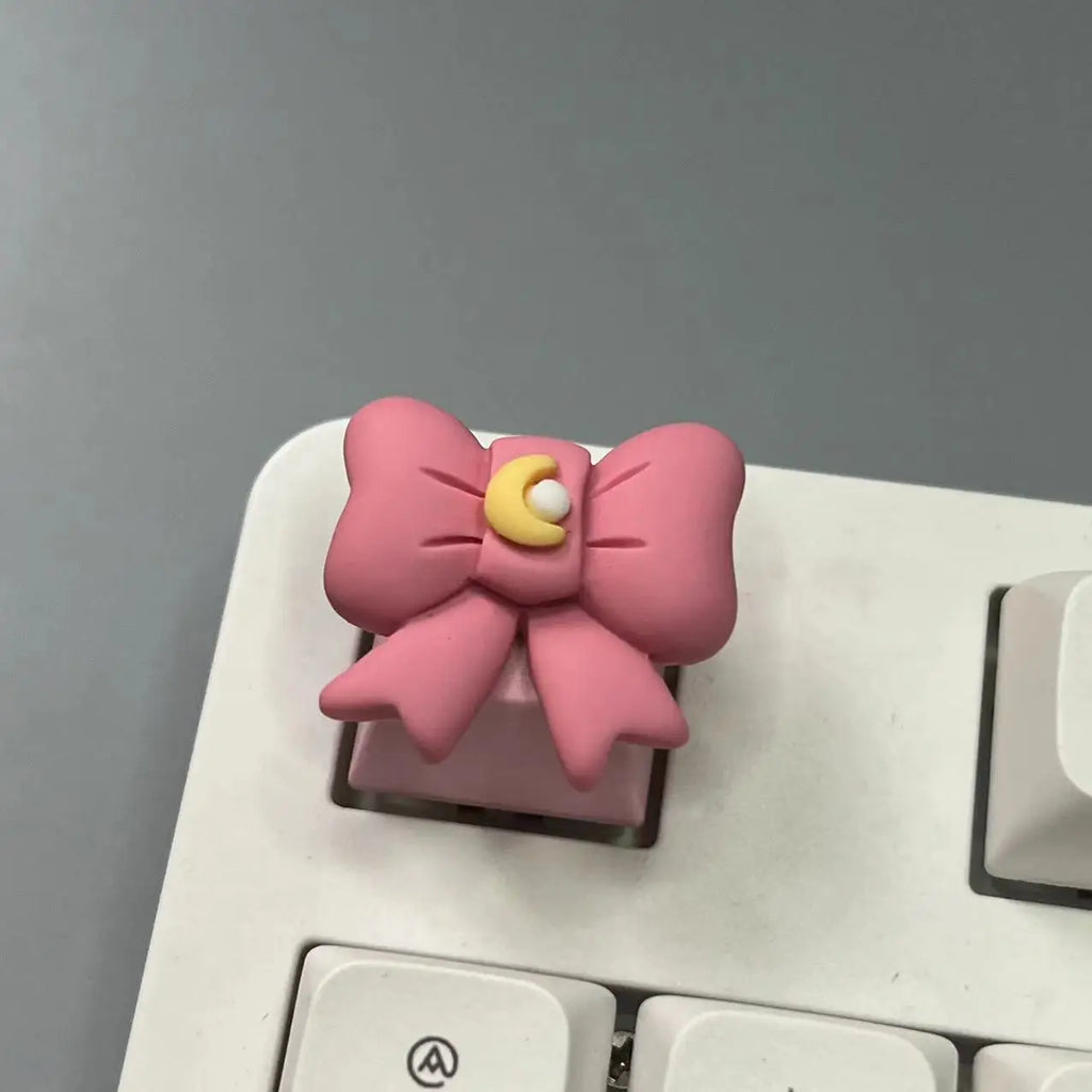 DIY Custom Bow Keycap with Transparent R4 Cross Axis Gaming Pink Mechanical Keyboard Keycaps Keyboard Decoration