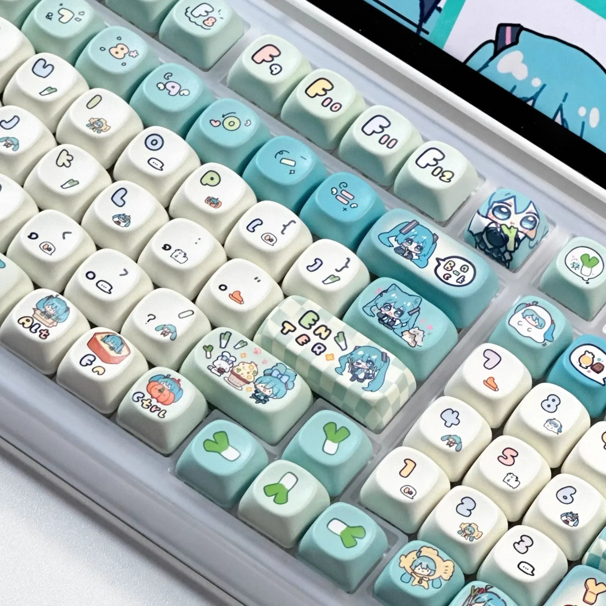Miku Anime Keycap XOA PBT Cartoon Keycaps Customization Individuation Keyset For Mechanical Gaming Office Keyboards Switch Gifts