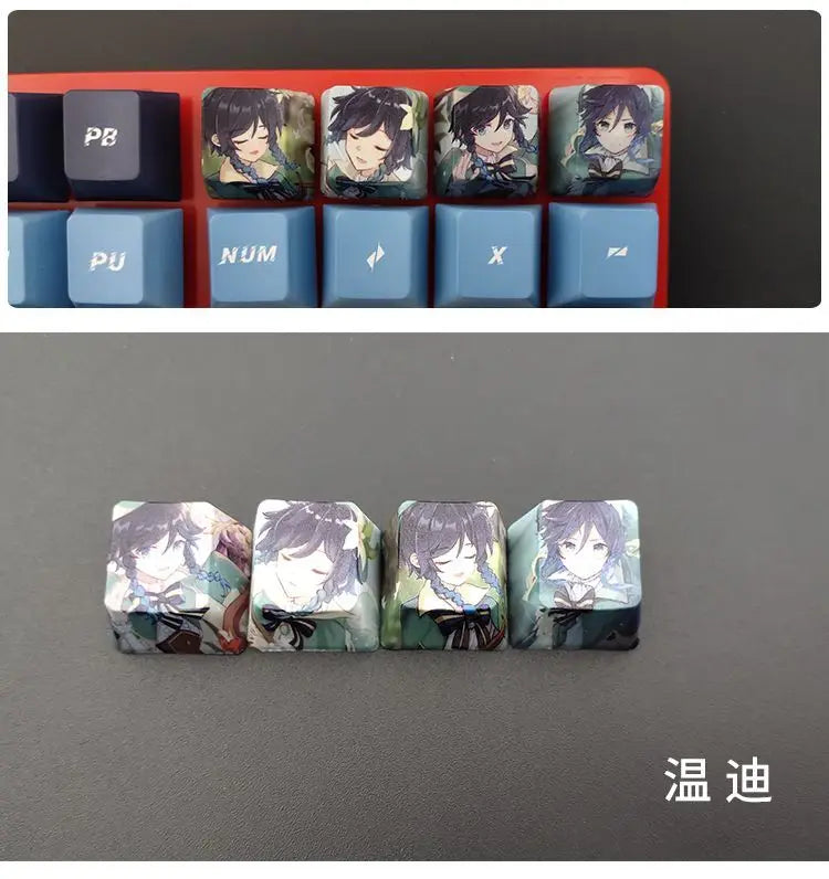 Cartoon Anime Genshin Impact Keycap zhongli Mechanical keyboard replacement key R4 PBT thermal sublimation Cherry OEM height