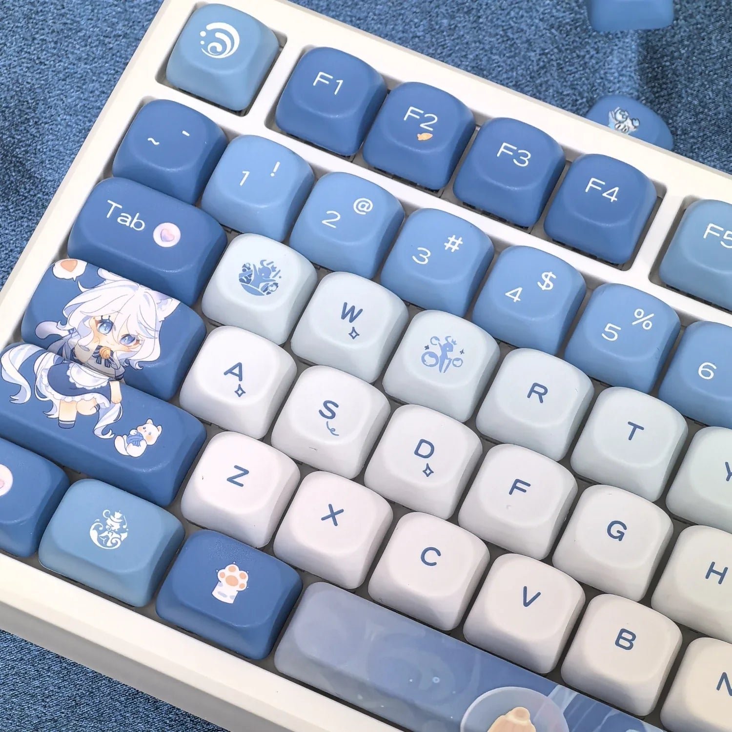Genshin Impact Theme Xiao Keycaps MOA Profile PBT Sublimation Mechanical Keyboard Caps Cartoon Character Gamer XIAO Keycap
