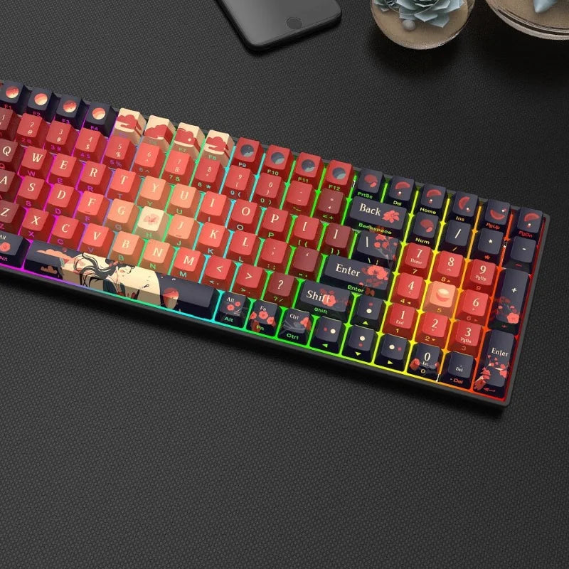 Ancient Style Theme Keycaps 128key Cherry Profile Pbt Hot Sublimation Side Engraving Transparent Mechanical Keyboard Keycaps