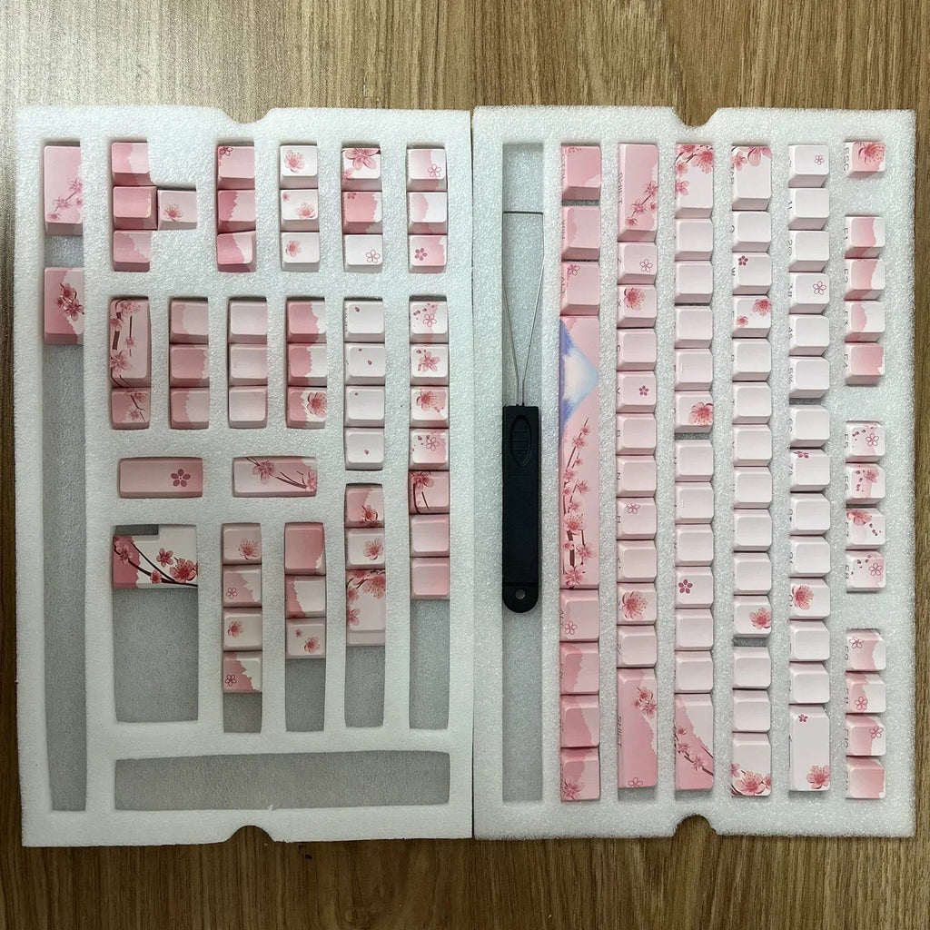 Blossom Keycap Side Print Cherry Profile PBT Doubleshot Shine Through Keycap Mechanical Keyboard Key caps 127keys