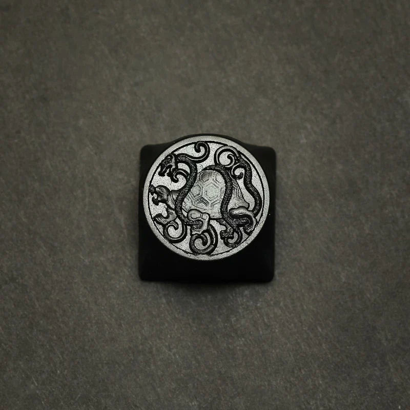 ECHOME Dark Jade Keycap The Four Symbol Theme Hand-carved Translucent Keyboard Cap Custom Artisan KeyCap for Mechanical Keyboard