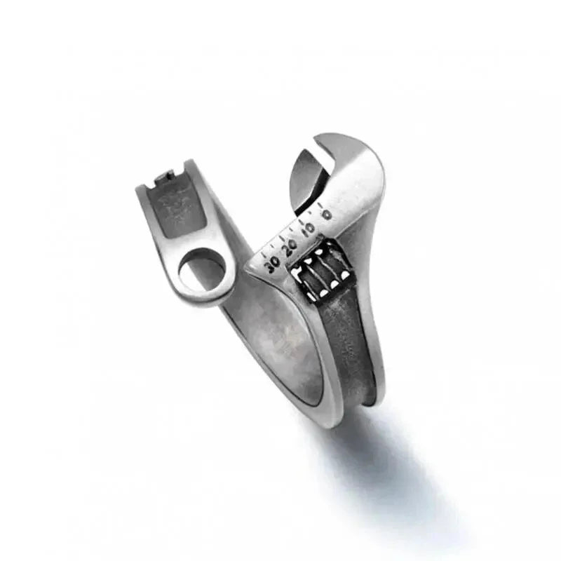 Devil Ram Horns Skull Open Ring for Men's Retro Satanic Cross Religious Amulet Jewelry