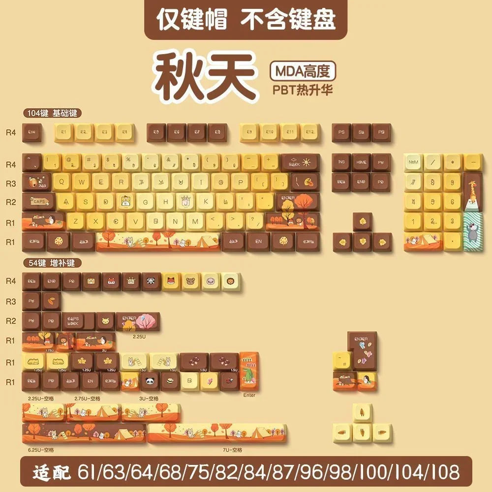 MDA Cartoon Personalized Keycap Set PBT Large Set Creative for MX Switch 60/84/90/104/108 Gaming Mechanical Keyboards