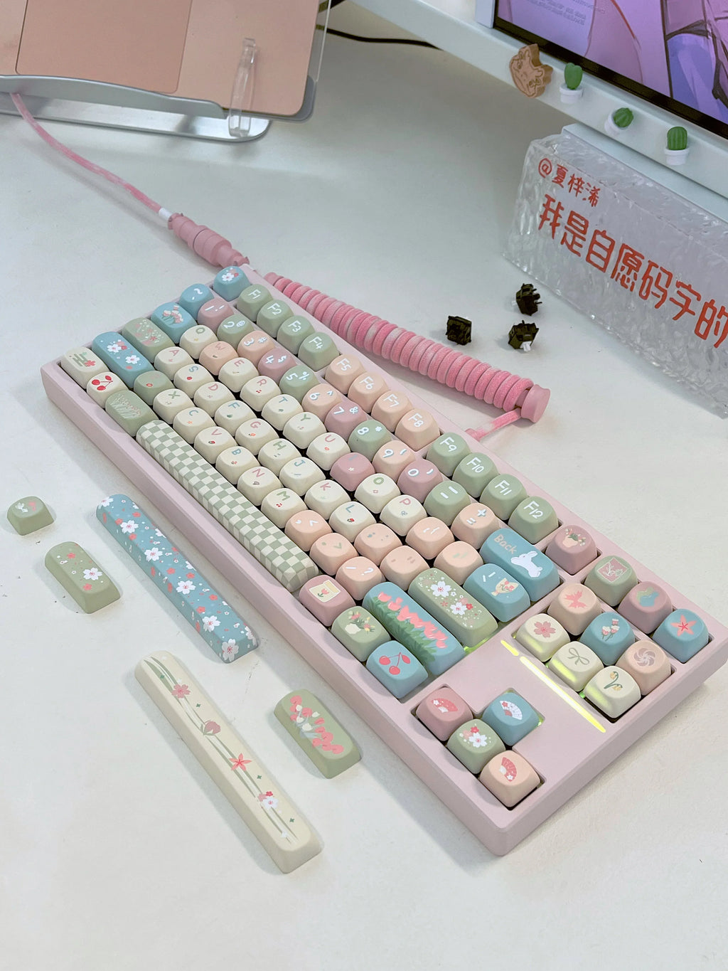 MOA Keycaps Cute Alice Keycaps Cute Keycaps 141 Keys PBT Sublimation Mechanical Keyboard Cap 2.25 U 2.75U