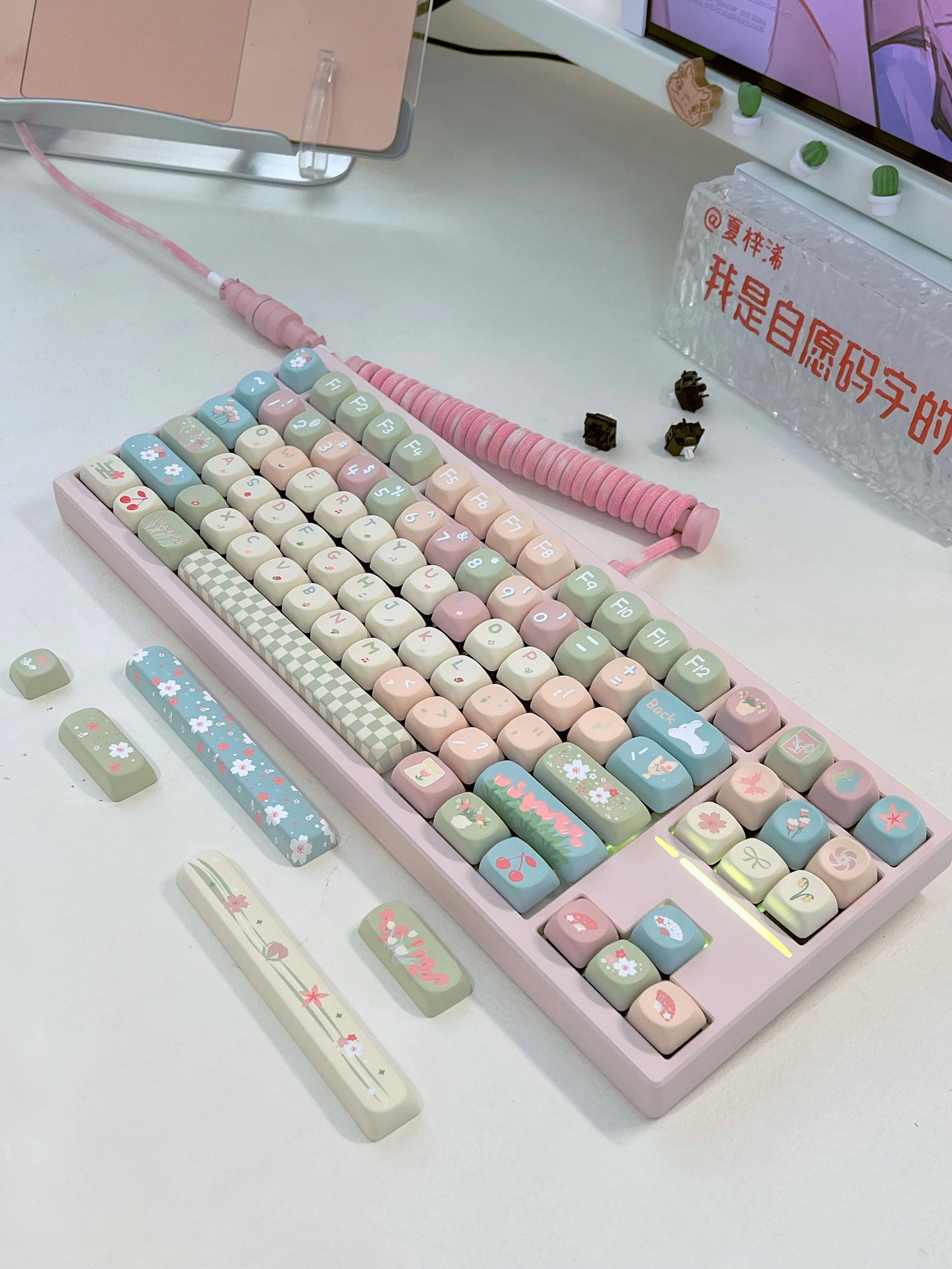 MOA Keycaps Cute Alice Keycaps Cute Keycaps 141 Keys PBT Sublimation Mechanical Keyboard Cap 2.25 U 2.75U