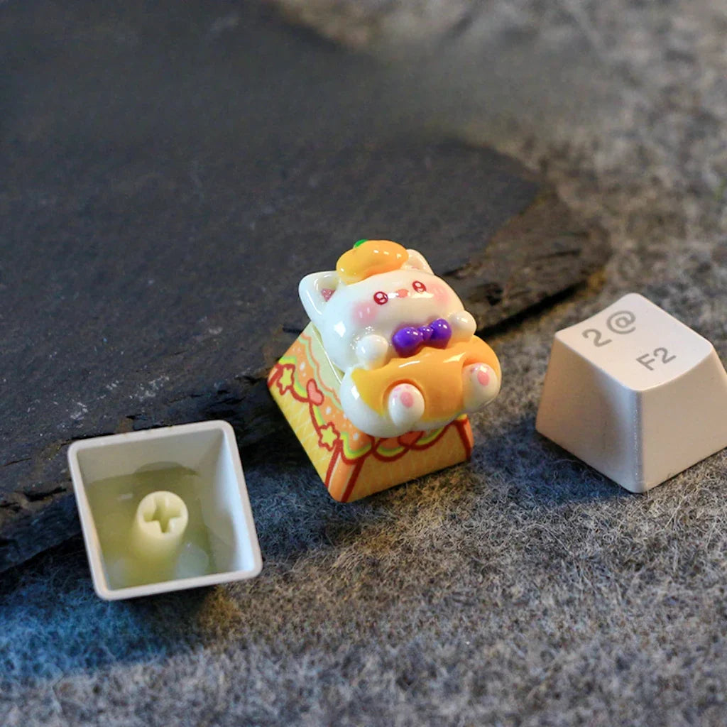 Halloween Personalized Keycaps Resin 3D Handmade Cat Pumpkin Keycap Kwaii Customized Mechanical Keyboard Christmas Decoration