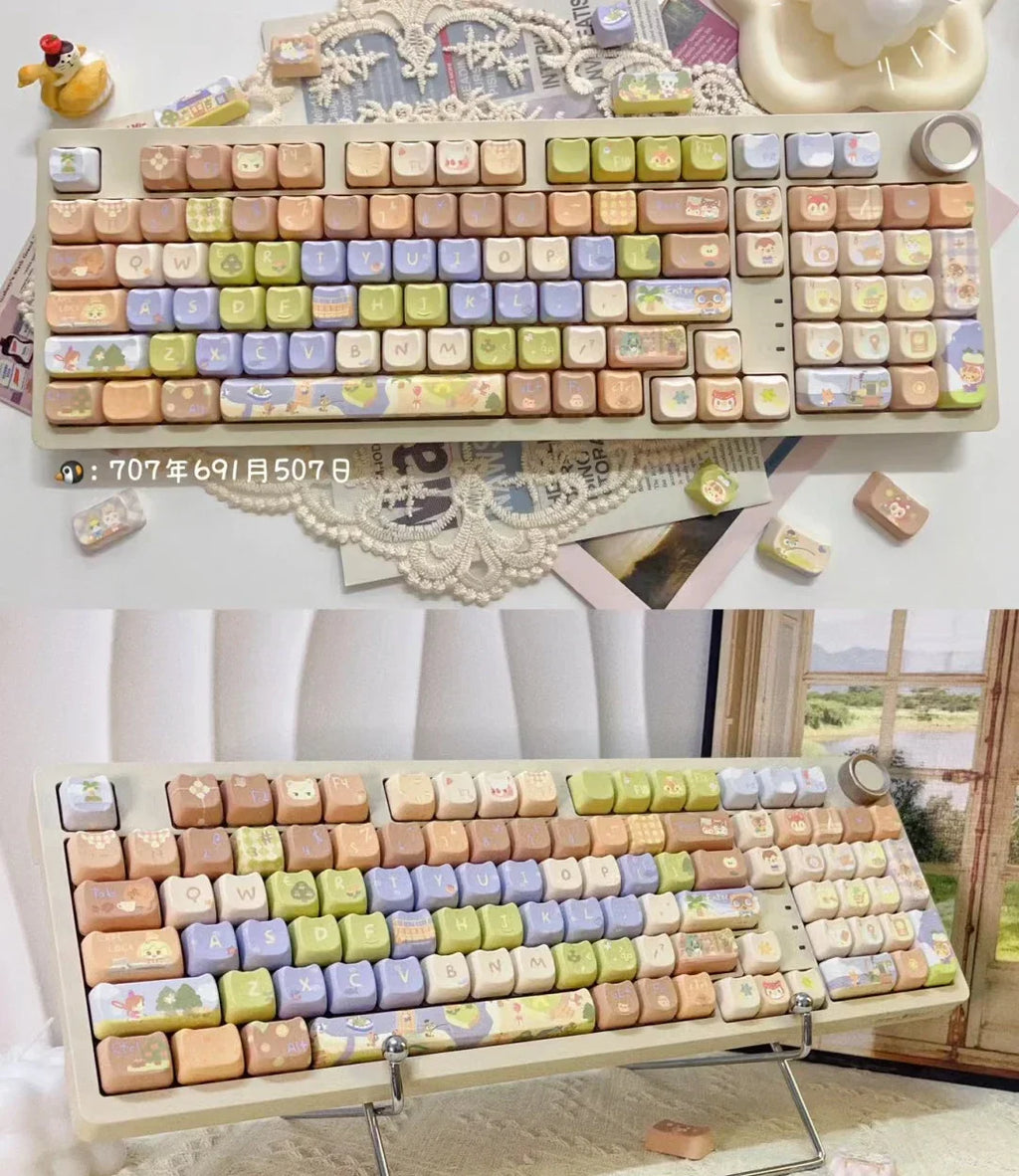 Cat Keycaps Cute keycaps MAO Keycap pbt 142 Keys Customized Gift Thermal Sublimation for MX Switch Mechanical Keyboard Keycaps
