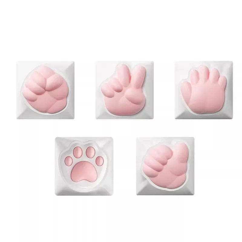 Mongseek Super Cute Cat Claw KeyCap Girl Powder Mechanical Keyboard Key Cap Soft Silicone Cross Shaft Universal Birthday Gifts