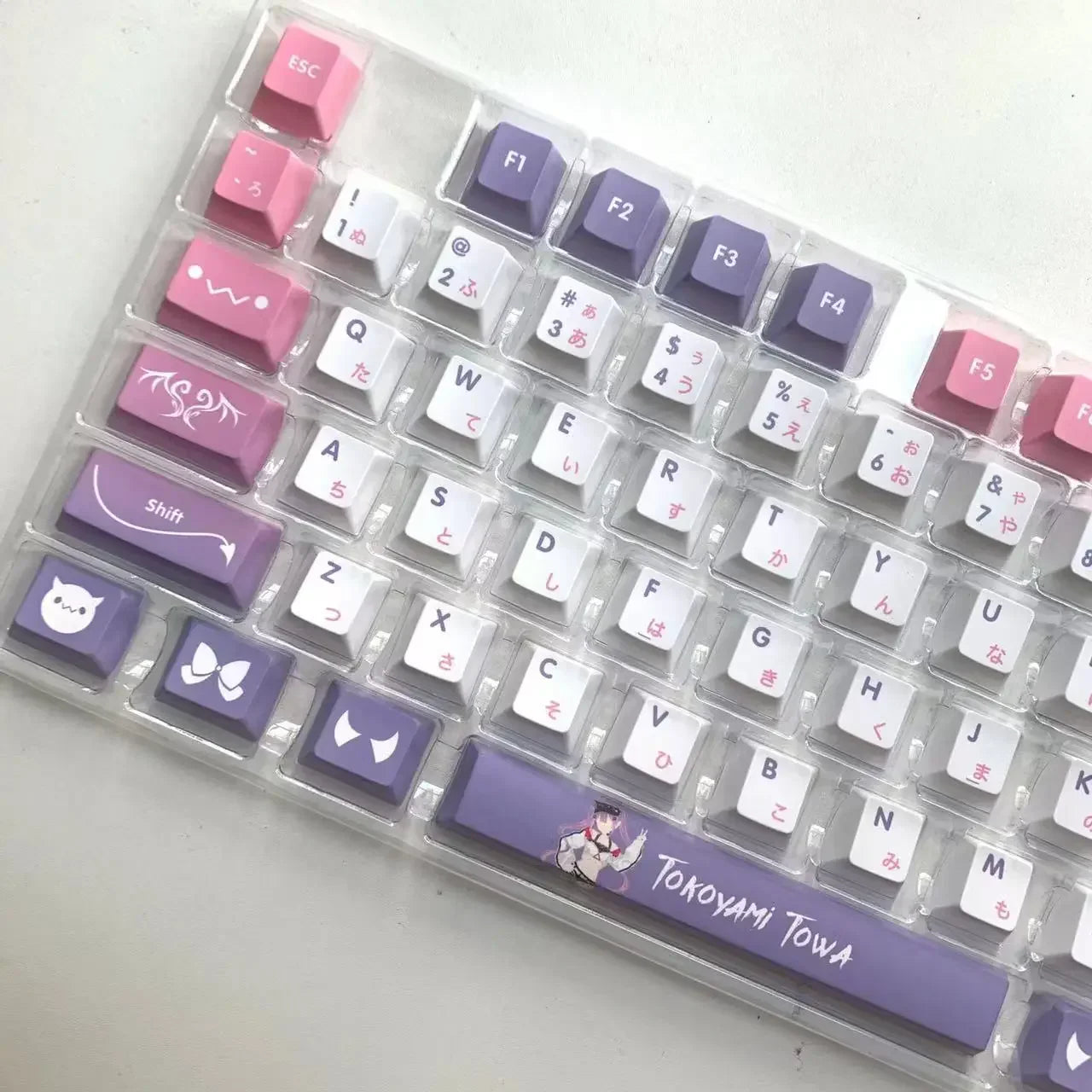 Hololive Vtuber Keycaps Tokoyami Towa Keycap PBT DYE Sublimation Cherry MX Cross Axis Switch Keycap for Mechanical Keyboard