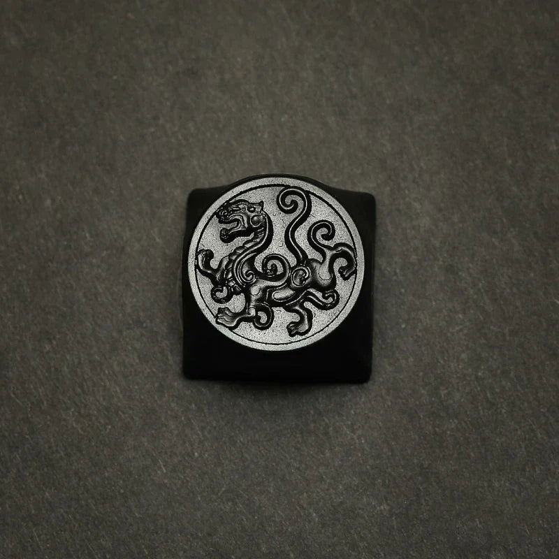ECHOME Dark Jade Keycap The Four Symbol Theme Hand-carved Translucent Keyboard Cap Custom Artisan KeyCap for Mechanical Keyboard