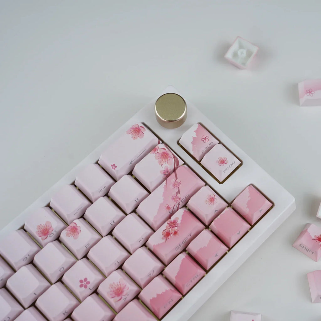 Blossom Keycap Side Print Cherry Profile PBT Doubleshot Shine Through Keycap Mechanical Keyboard Key caps 127keys