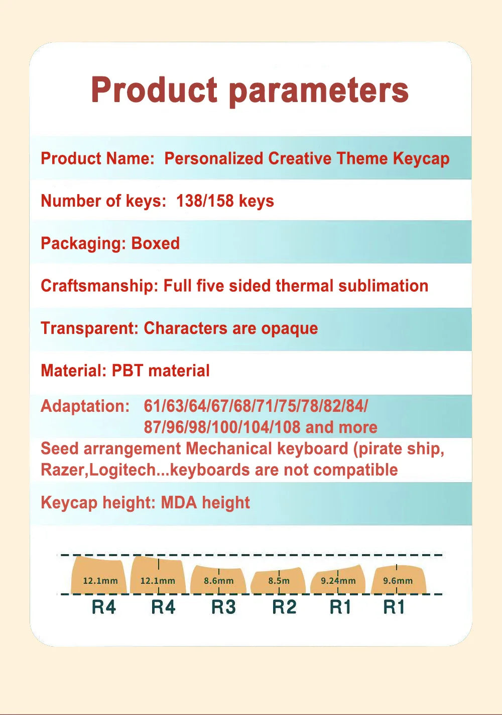 Kawaii Puppy Bread Theme Keycap Cute MDA 158 keys Keycap Custom Thermal Sublimation Keycap For Keyboard Accessories Friends Gift