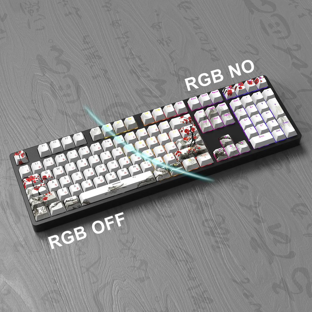 Plum blossom Double Shot Keycaps PBT Cherry Profile Backlit Keycap For GMK67/68/75/87/980/104 Mechanical Gaming Keyboard Caps
