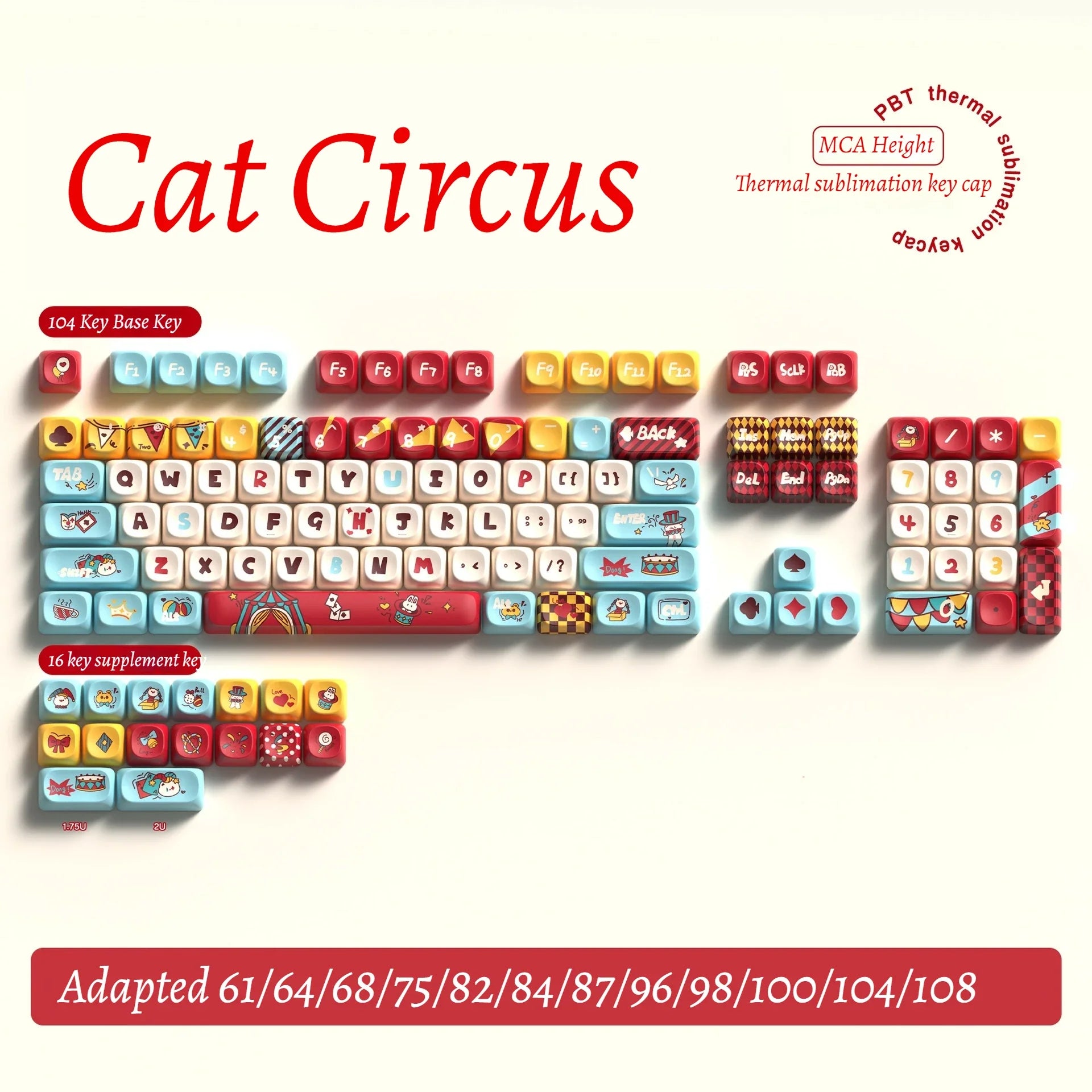 Cat Circus Original Keycaps Personalized Customization Pbt Thermal Sublimation Mechanical Keycaps Festival Gift