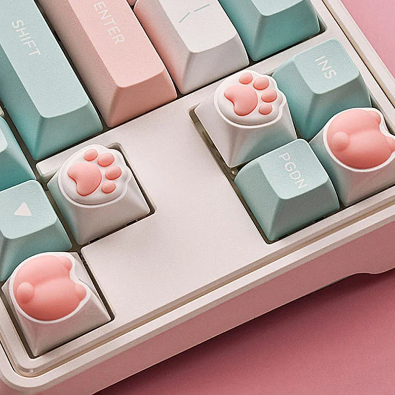 1pc Cute Cat Paw Keycaps For Mechanical Keyboard Cherry MX Switch DIY Custom Key Cap Soft Silicone Keycup Artisan Pink Color