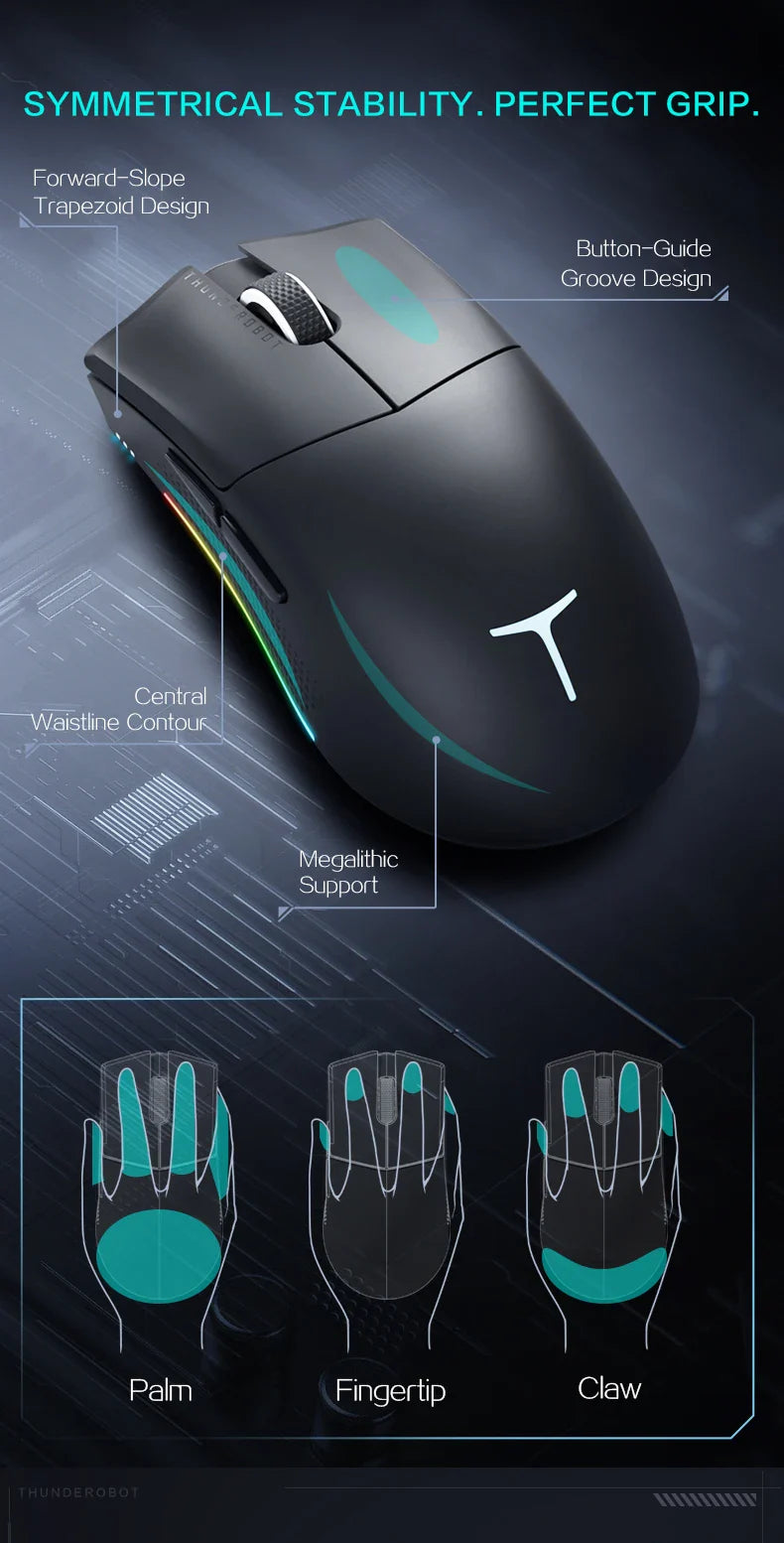 ThundeRobot ML901 Three-mode Mouse Gaming Wireless Bluetooth 2.4G Wired Ultra-lightweight Design PAW3395 Wireless Charging