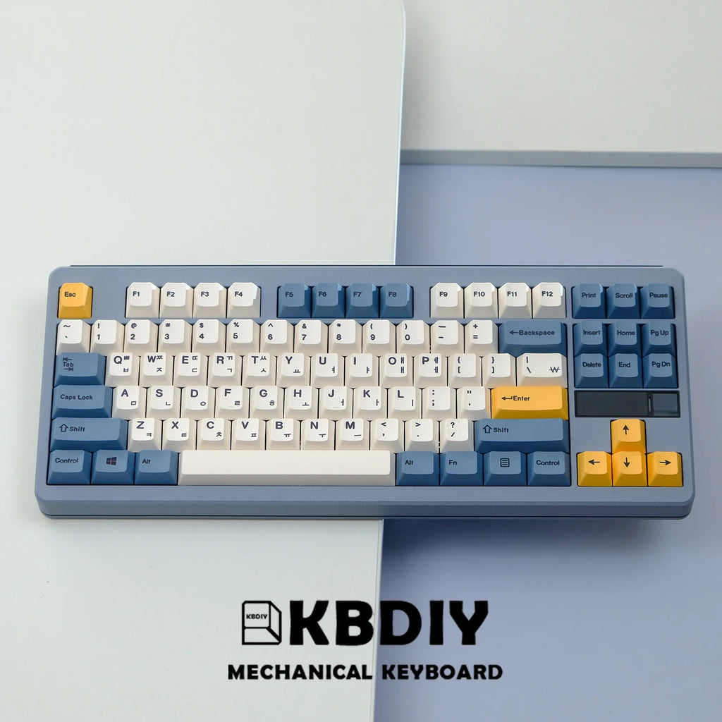 KBDiy 145 Keys/Set PBT Apricot Yellow Keycap Korean Cherry Profile Keycaps for Mechanical Keyboard 7U DIY Custom for GMK67 GMK75