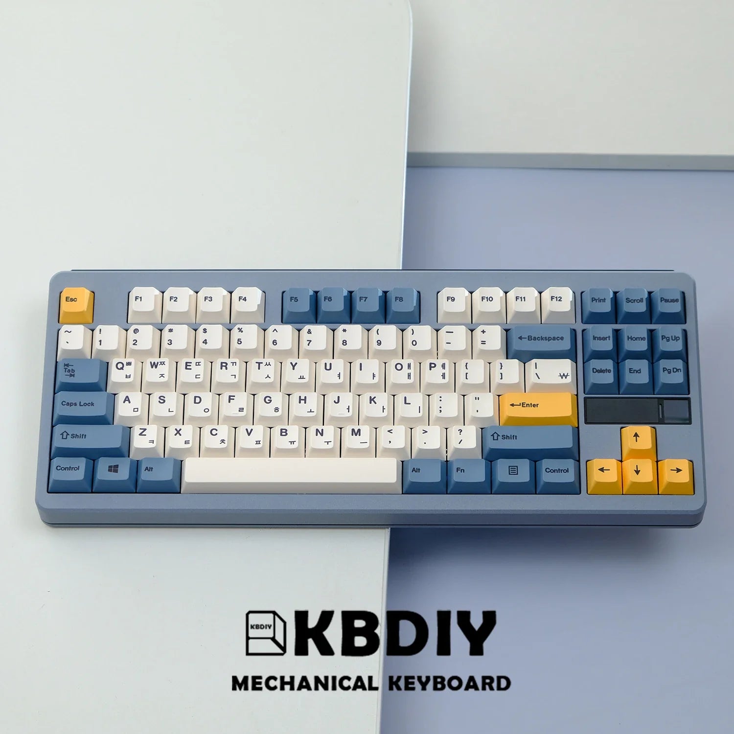 KBDiy 145 Keys/Set PBT Apricot Yellow Keycap Korean Cherry Profile Keycaps for Mechanical Keyboard 7U DIY Custom for GMK67 GMK75