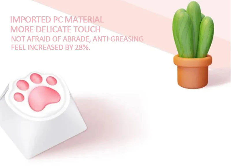 ZIFRIEND Cute Cat Paw Keycaps For Mechanical Keyboard Cherry MX Switch DIY Custom Key Cap Soft ABS Keycup Artisan Pink Color 60%