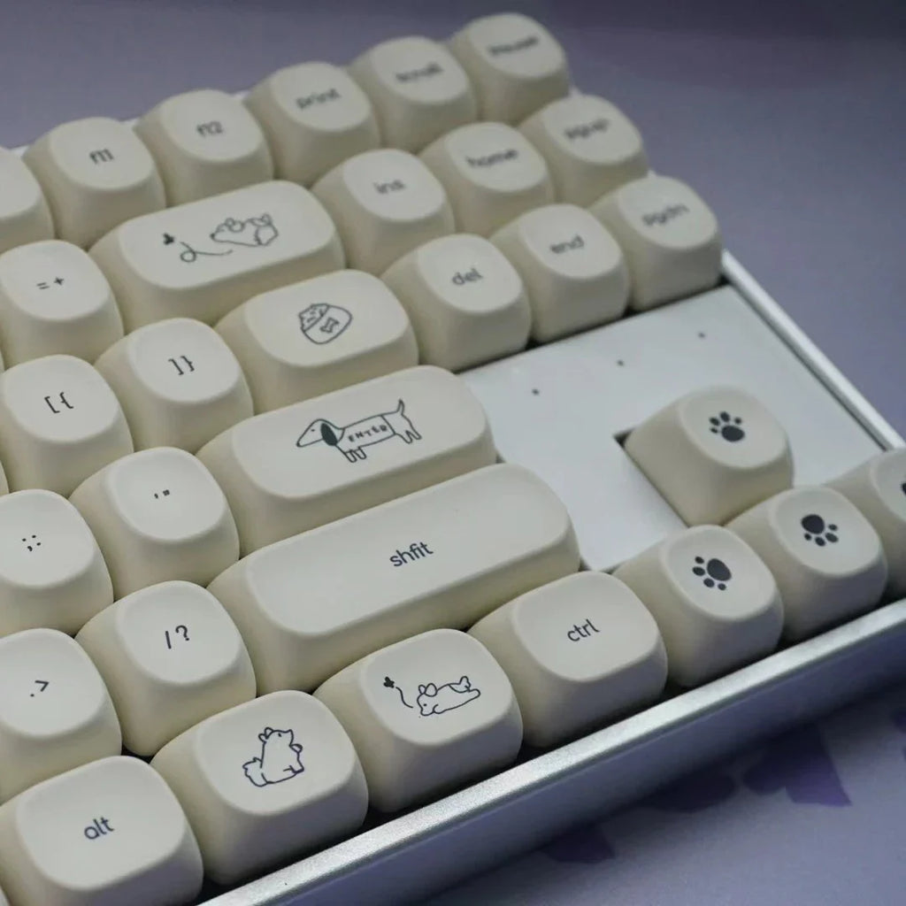 MiFuny Cute Dog Keycap 124/133 Keys PBT Dye Sublimation Custom MOA/Cherry Profile Gaming Keycaps for Mechanical Keyboard Gifts