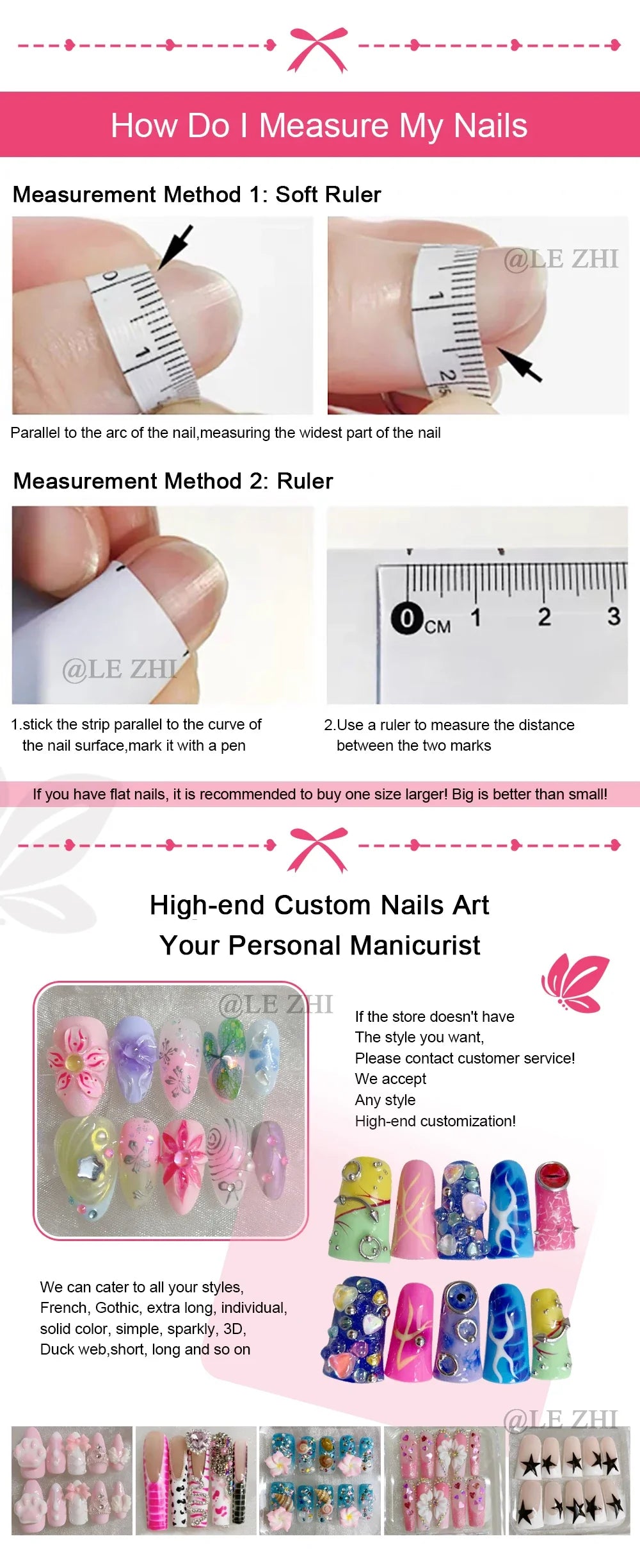10Pcs Cute 3D Hello Kitty Kuromi Cartoon Handmade Nail Art Fashion Bow Luxury Diamond Detachable Full Cover Nails Holiday Gift