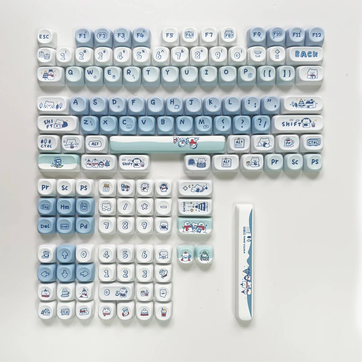 K135 Cute Winter Bear Key Cap MOA Profile Keycaps for Mechanical Keyboard Gaming Pbt for Mx Switches Keycap